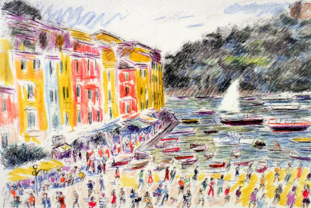 Lithograph Cascella - Portofino