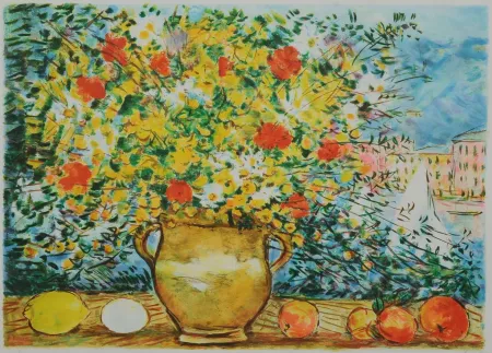 Lithograph Cascella - Vaso di fiori