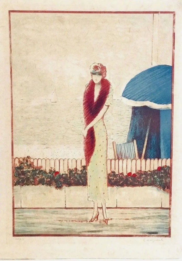 Lithograph Cassigneul  - Femme au Fox