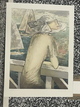 Lithograph Cassigneul  -  INCONNUE DEVANT LA MER (1976) CR 126(1976)