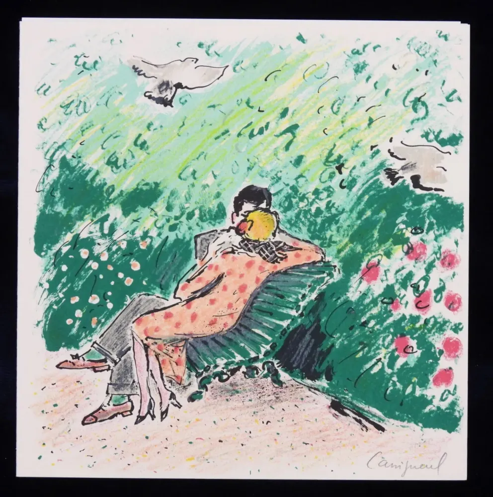 Lithograph Cassigneul  - Les amoureux sur un banc