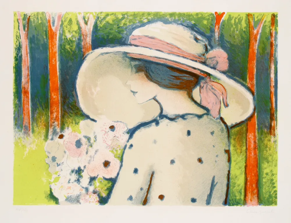 Lithograph Cassigneul  - Les Arbes Rouge