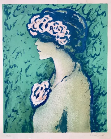 Lithograph Cassigneul  - Profil Fond Vert