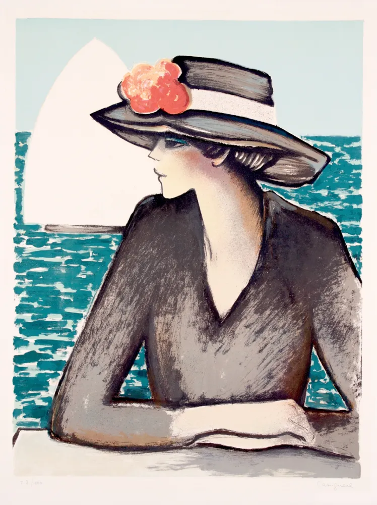 Lithograph Cassigneul  - The white sailing boat