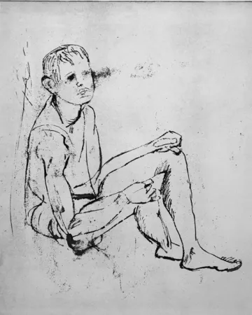 Engraving Cassinari - Ragazzo seduto