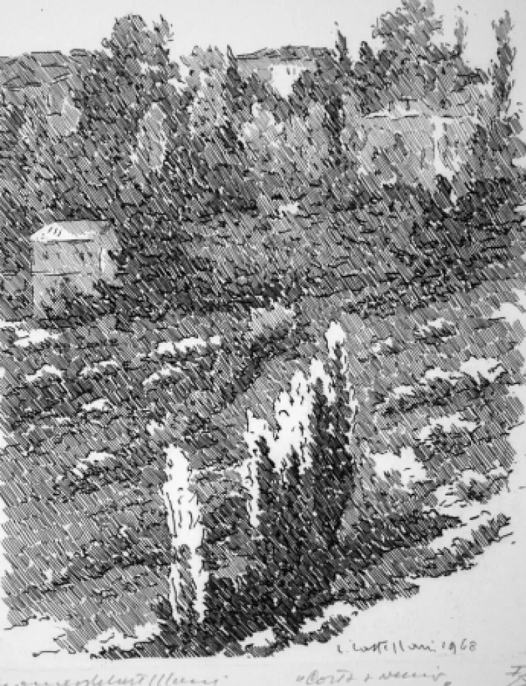 Engraving Castellani - Costa Avernio