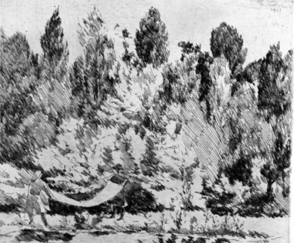 Engraving Castellani - Lenzuola al sole