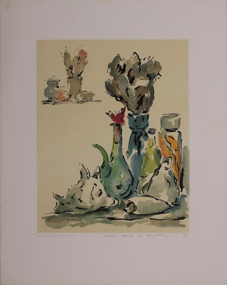 Lithograph Castellani - Natura morta con ampolla