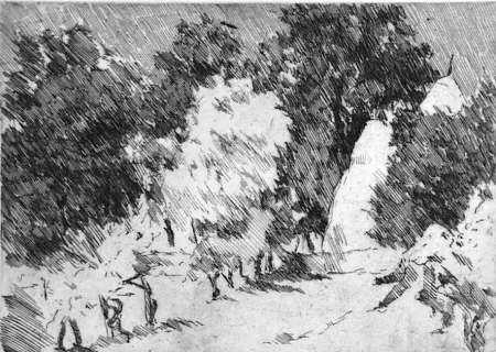 Engraving Castellani - Piccolo paesaggio a Reforzate