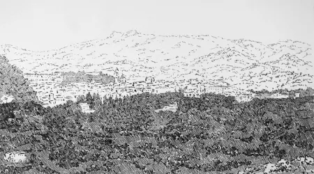 Engraving Castellani - Urbino visto dalle Cesane