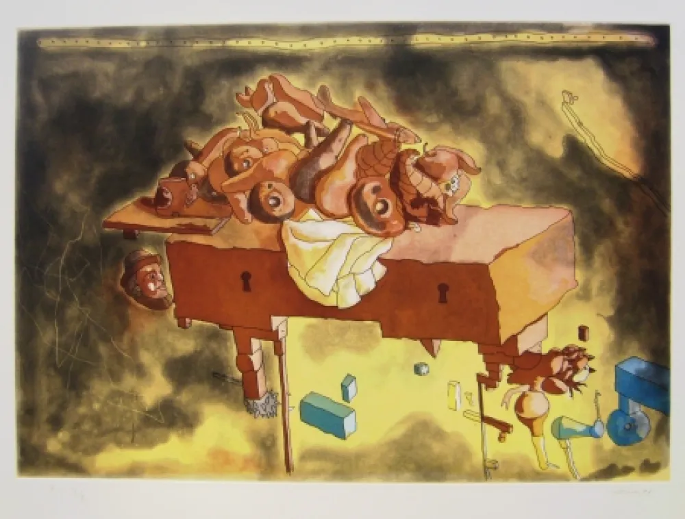 Lithograph Castillo - The Manhattan Bank