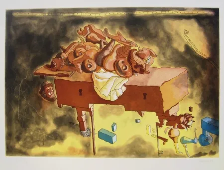 Lithograph Castillo - The Manhattan Bank