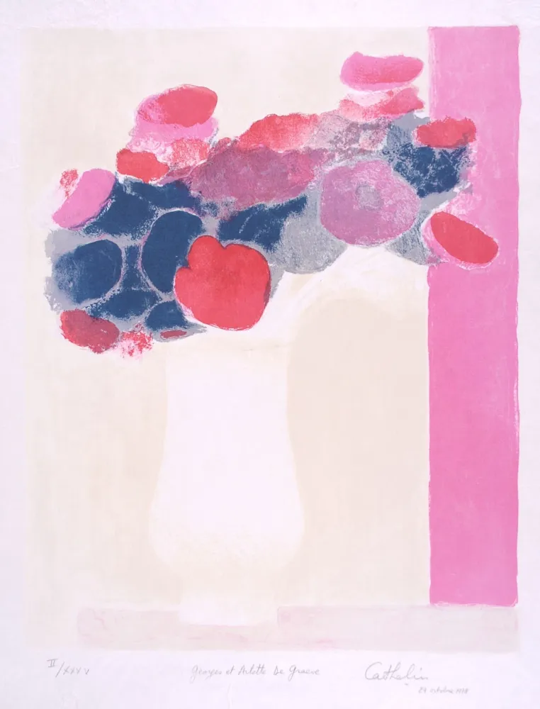 Lithograph Cathelin - Anémones 2 - Anemones 2