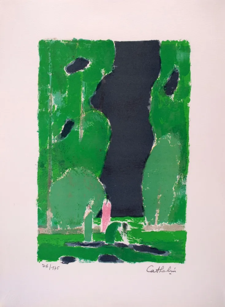 Lithograph Cathelin - Clairière à Ceylan I - Clearing in Ceylan I