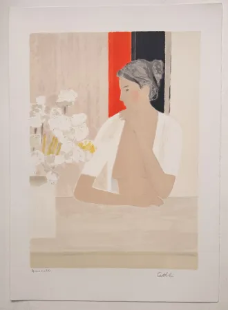 Lithograph Cathelin - Le bouquet blanc