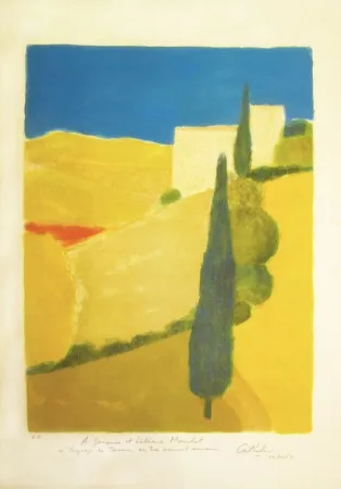Lithograph Cathelin - Paysage de Toscane