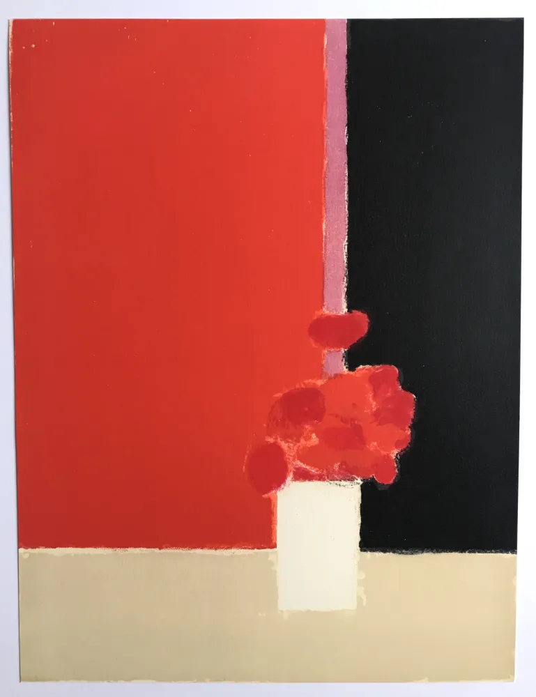 Lithograph Cathelin - Tokonoma sur fond rouge et noir