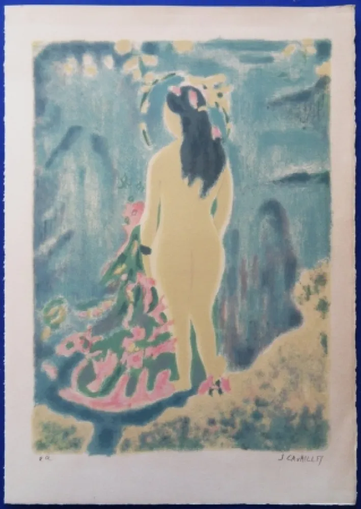 Lithograph Cavailles - La Baigneuse