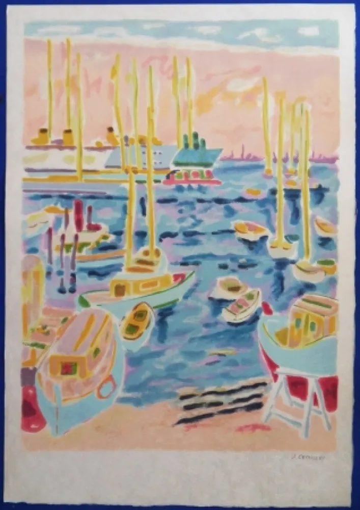 Lithograph Cavailles - Le port de Cannes
