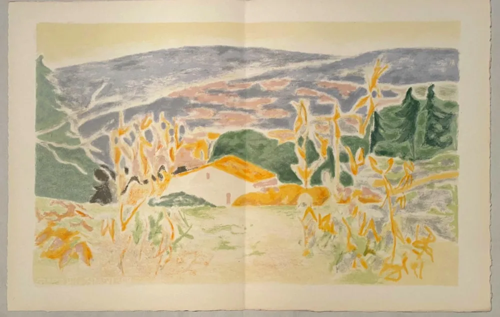 Lithograph Cavailles - Paysage provençal