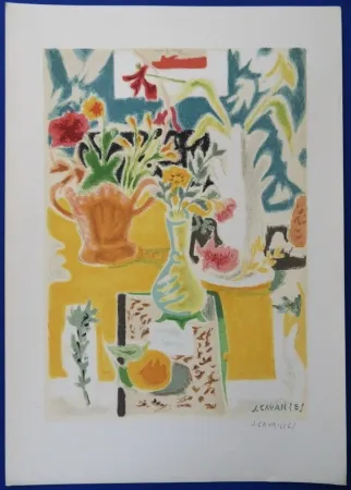 Lithograph Cavailles - Table fleurie