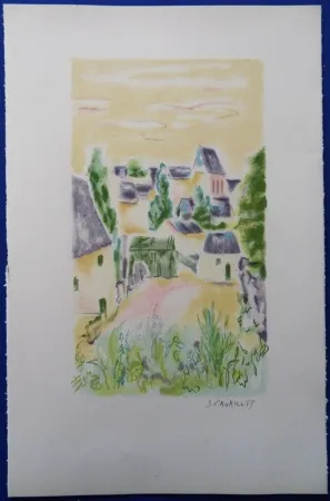 Lithograph Cavailles - Village en Provence
