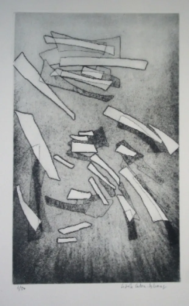 Engraving Celan Lestrange - Inachevé