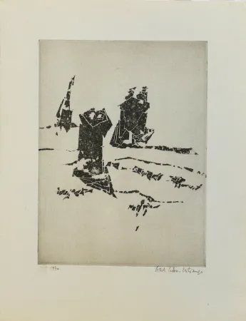 Etching Celan Lestrange - Sans titre