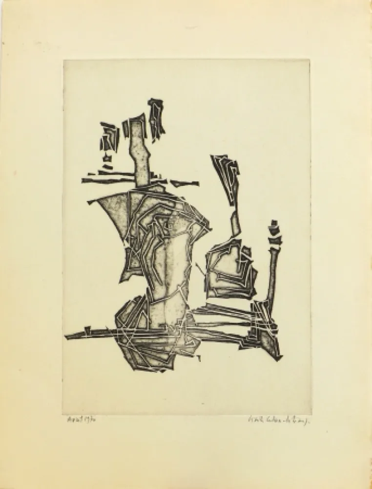 Etching Celan Lestrange - Sans titre