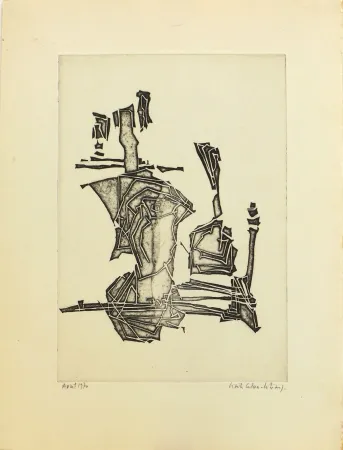 Etching Celan Lestrange - Sans titre