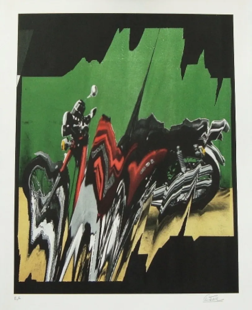 Lithograph Cesar - La moto éclatée