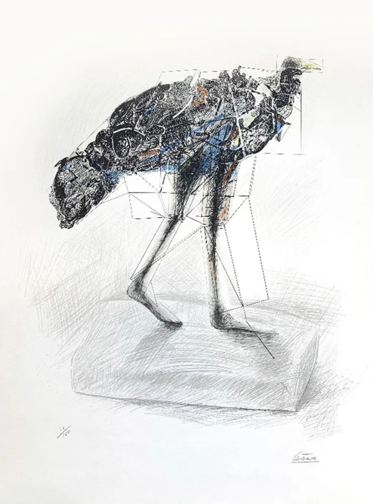 Lithograph Cesar - La poule