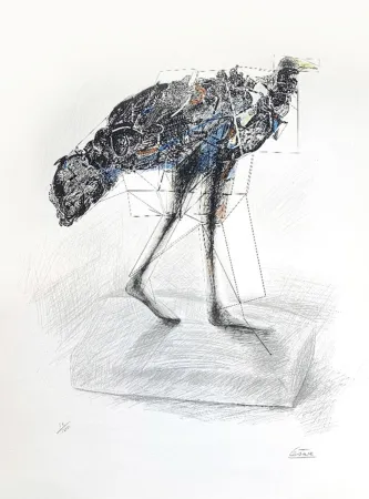 Lithograph Cesar - La poule