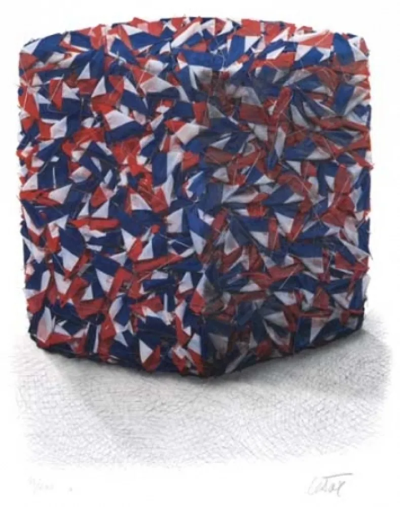 Screenprint Cesar - Portrait comp. drapeaux Français