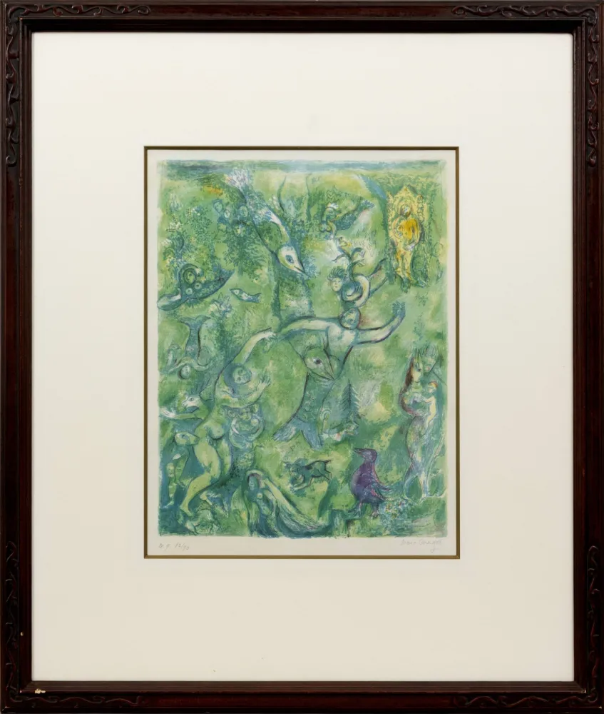 Lithograph Chagall - Abdullah Discovered before Him...,  from the Arabian Nights