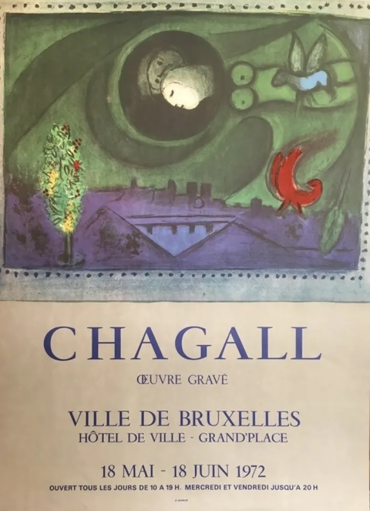 Lithograph Chagall (After) - VILLE DE BRUXELLES
