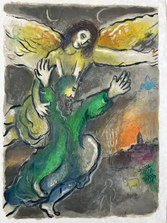 Lithograph Chagall - And Moses beheld all the worke, and beholde, they had done it as the Lorde had commanded; and Moses blessed them