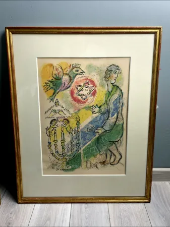 Lithograph Chagall - Bezeleel and His Two Golden Cherubim