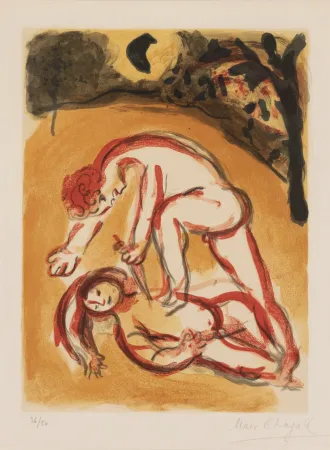 Lithograph Chagall - Caïn et Abel (from Dessins pour la Bible)