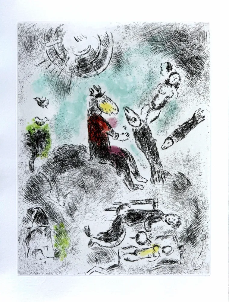Engraving Chagall - Celui qui dit les choses sans rien dire, Planche IV
