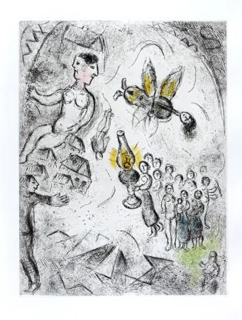 Etching And Aquatint Chagall - Celui qui dit les choses sans rien dire, Planche XVIII