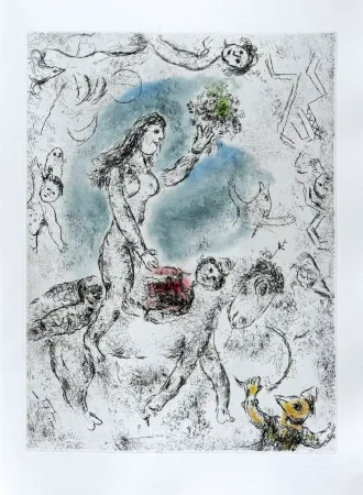Etching And Aquatint Chagall - Celui qui dit les choses sans rien dire, Planche XXII