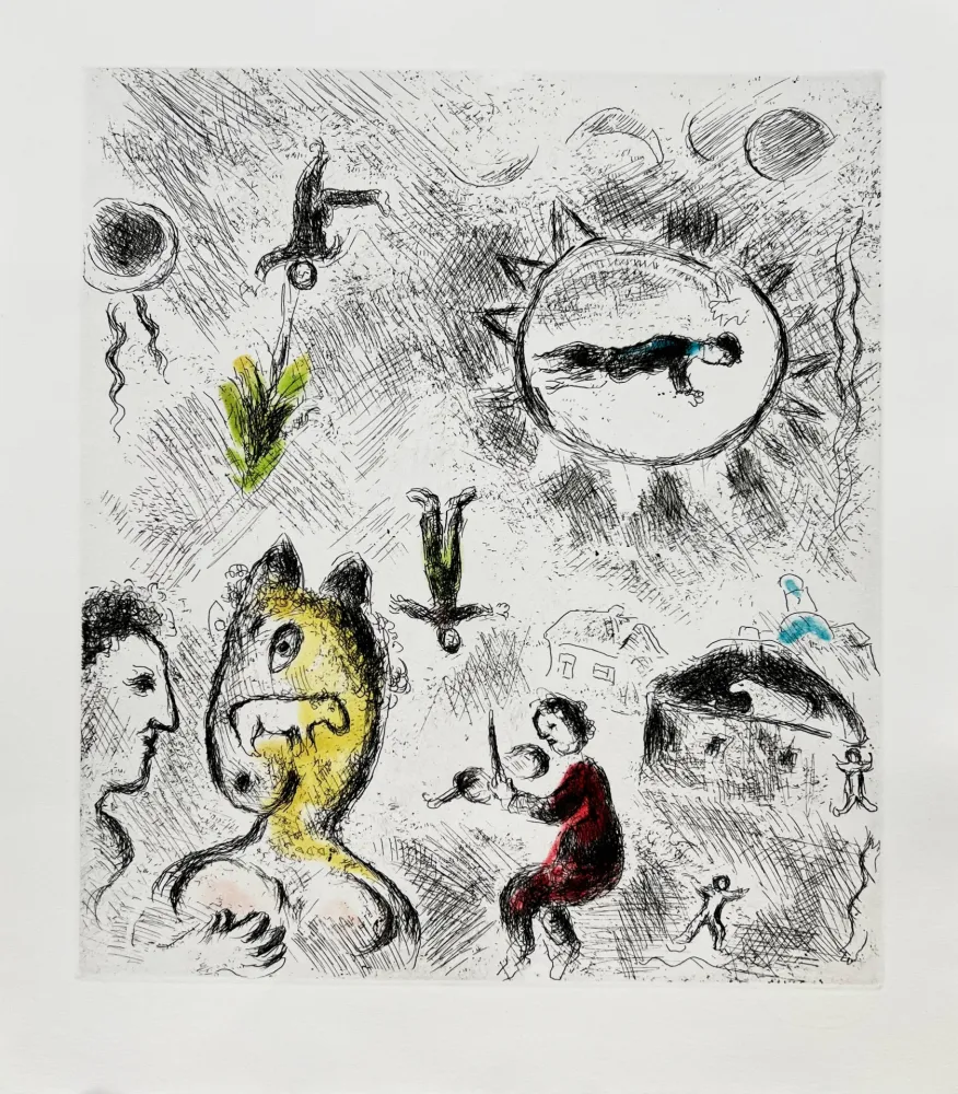 Etching And Aquatint Chagall - Celui qui dit les choses sans rien dire, Planche XXV