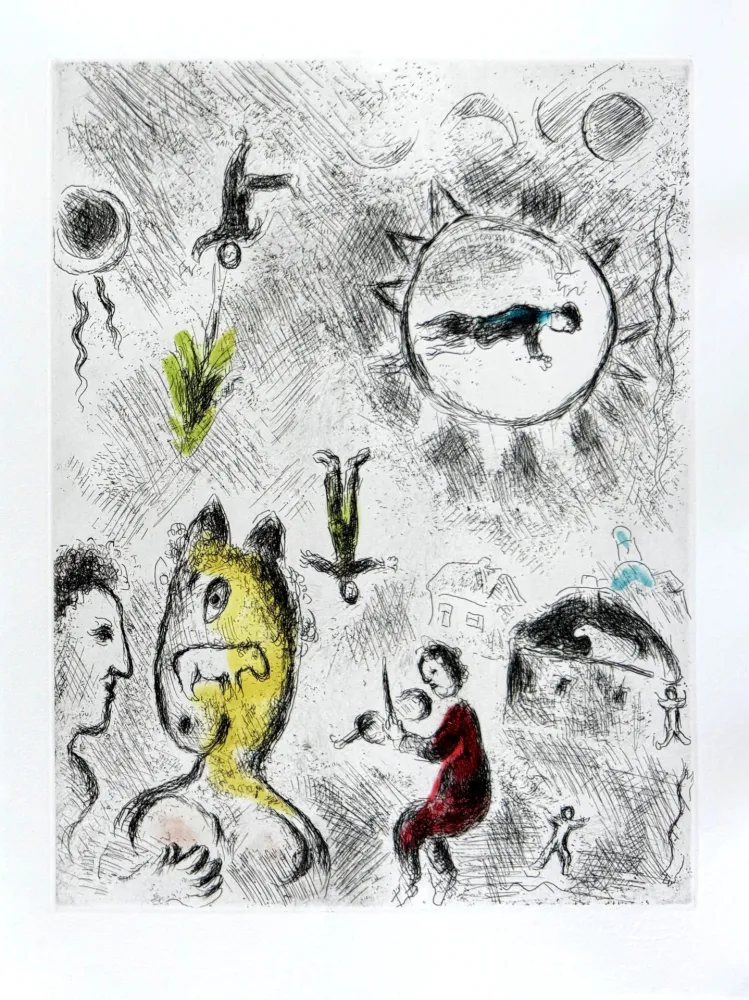 Etching And Aquatint Chagall - Celui qui dit les choses sans rien dire, Planche XXV