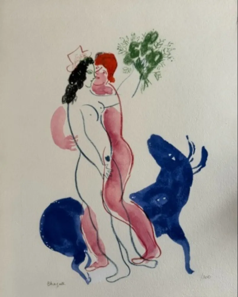 Lithograph Chagall - Colour Amour, La Bette Bleu