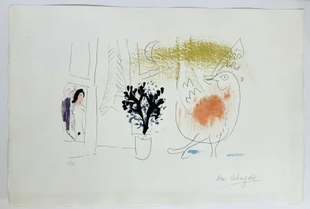 Lithograph Chagall - Coq rouge. 1957