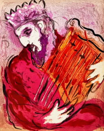 Lithograph Chagall - David and His Harp
