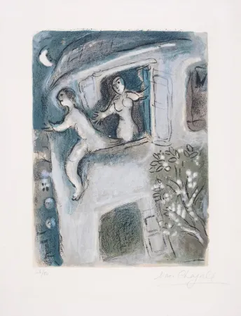 Lithograph Chagall - David Sauvé par Michal, from La Bible