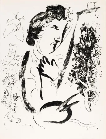 Lithograph Chagall - Devant le tableau  
