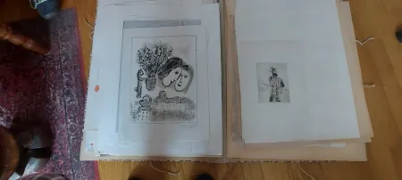 Lithograph Chagall - Double visage gris (1974)